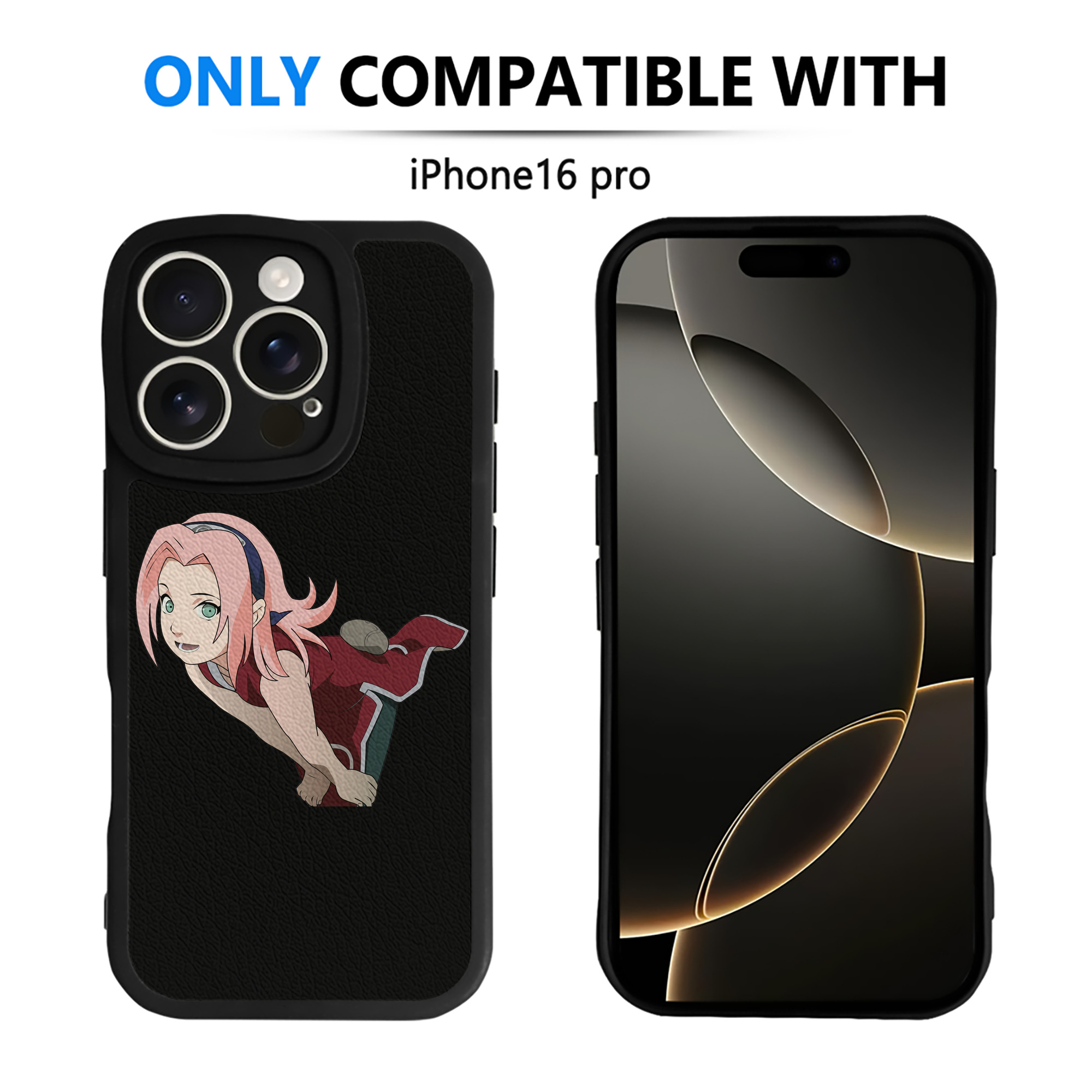 （画像用） NARUTO -ナルト- 春野サクラ Haruno Sakura 【iPhone 16シリーズ対応】シリコンスマホケース（レザー調） 材質：シリコン